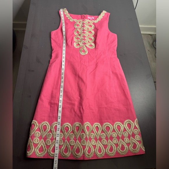 Lilly Pulitzer Pink Adelson Shift Gold Lace - Picture 9 of 9